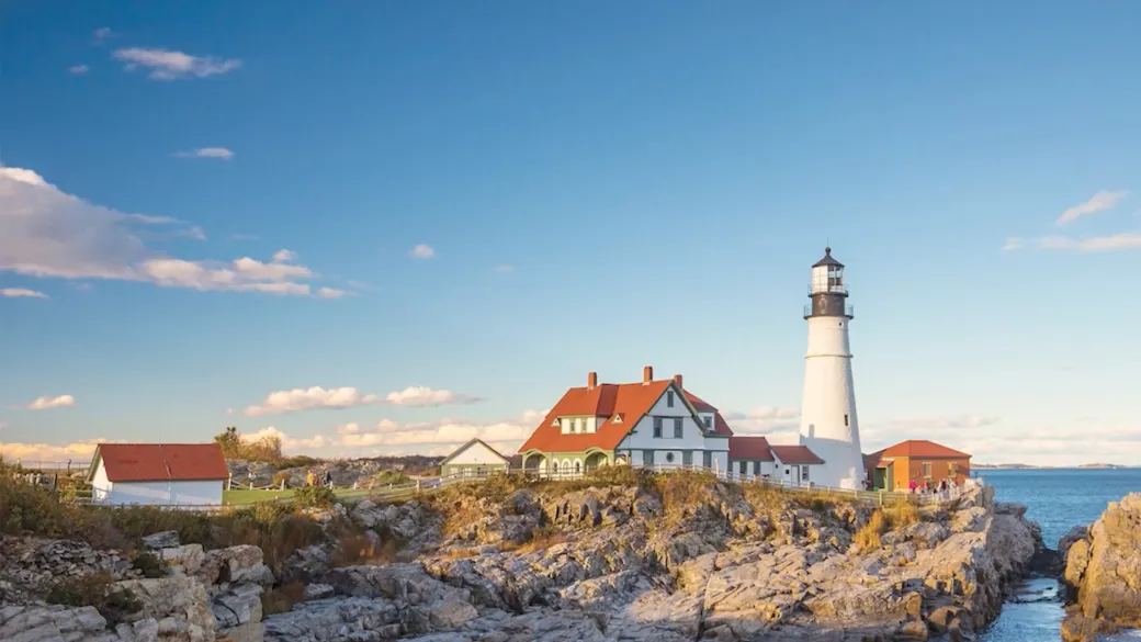 Lighthouse on the rocky coastline