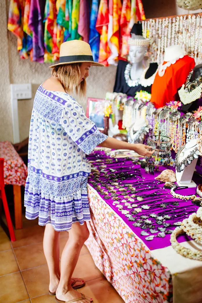 Woman shopping for handcrafted items