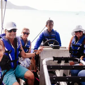 group on a boat in hawaii