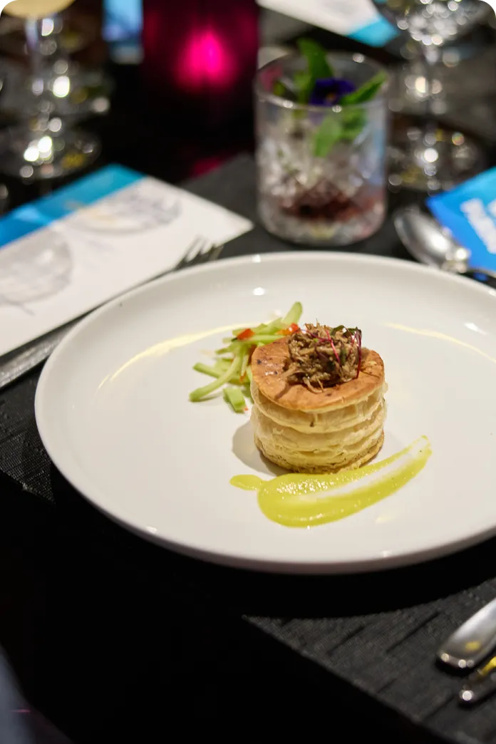 A finely presented plate of food