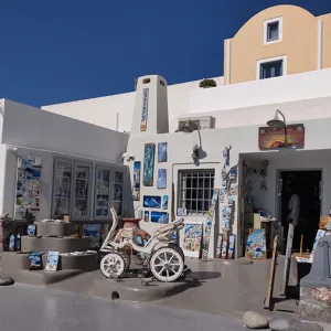 Commercial street in Santorini, Greece